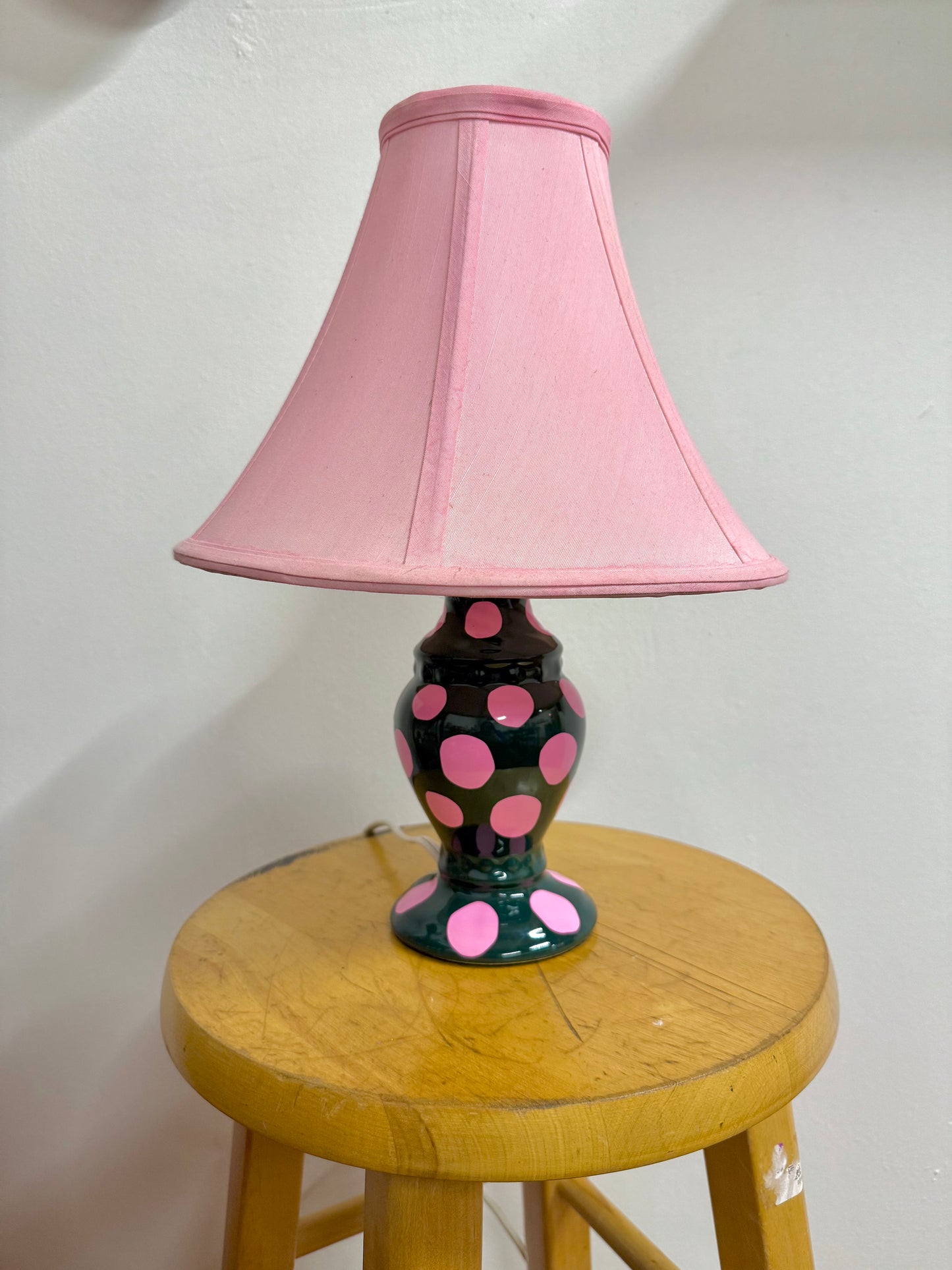Green & Pink Polka Dot Lamp