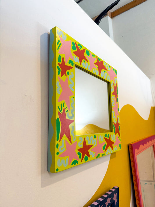 Green Star Squiggle Mirror (18x18)