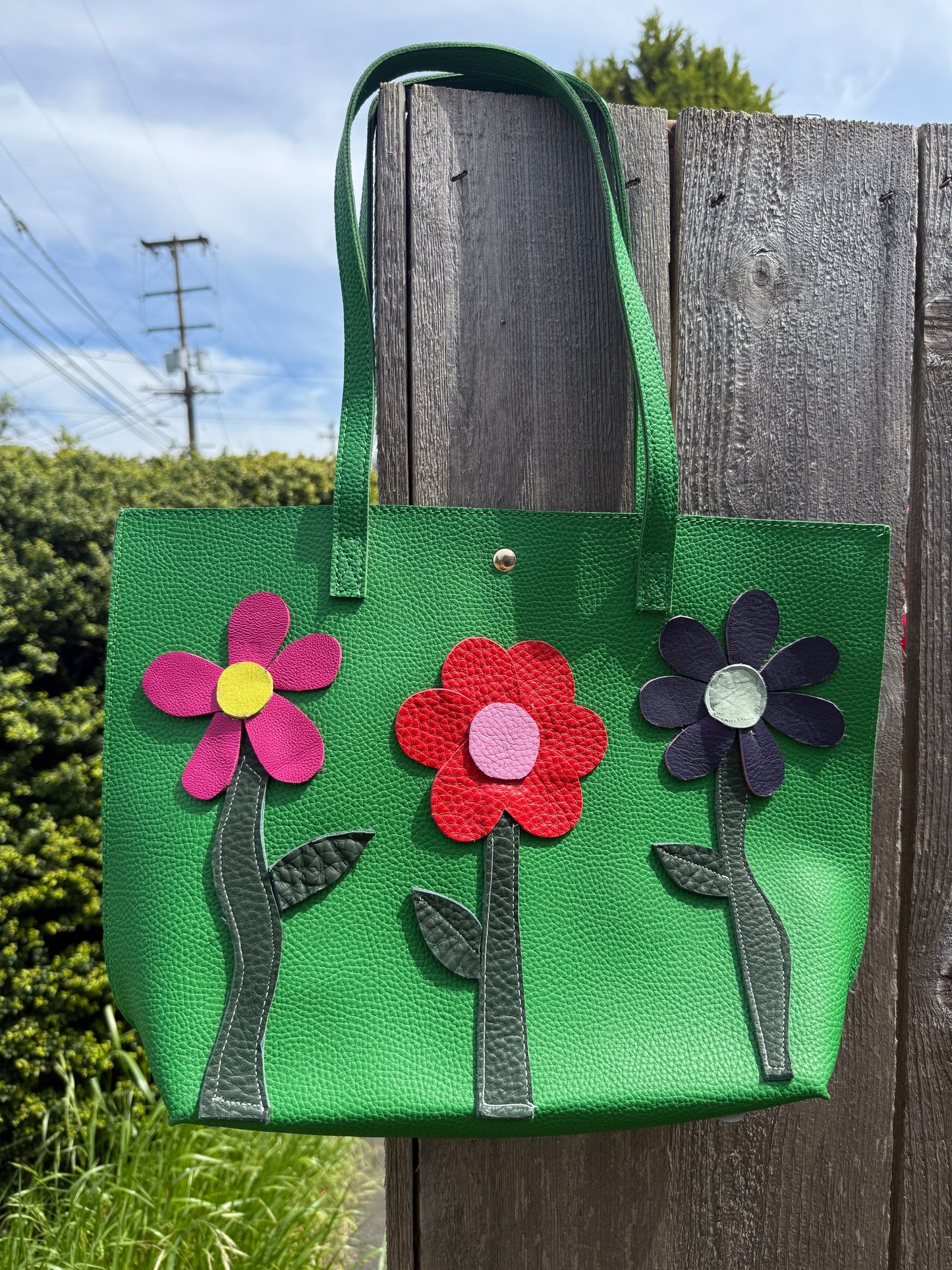Leather flower tote!