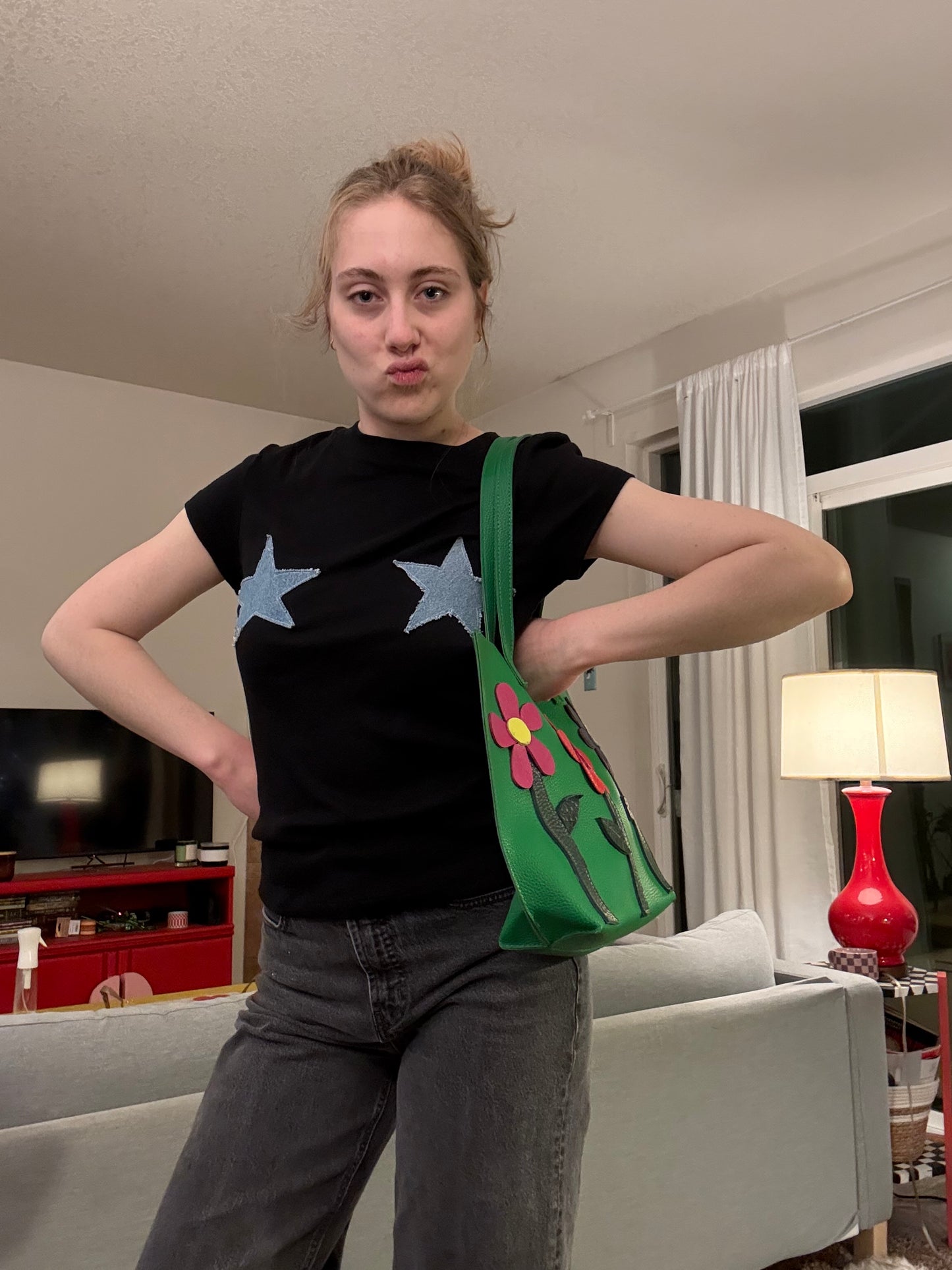 Leather flower tote!