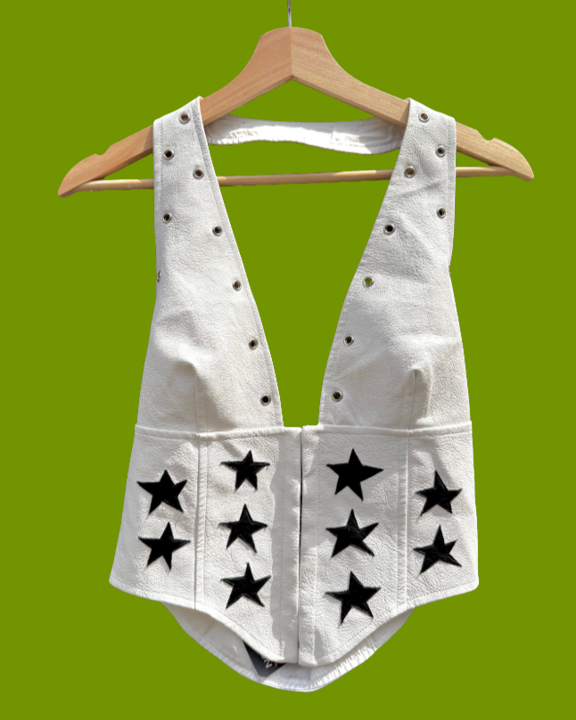 White leather halter (L)