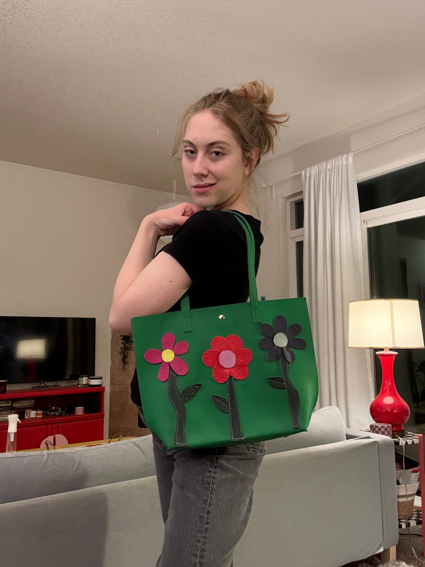 Leather flower tote!