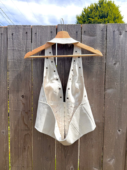 White leather halter (L)