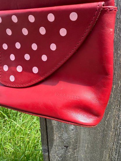 Red and pink leather crossbody