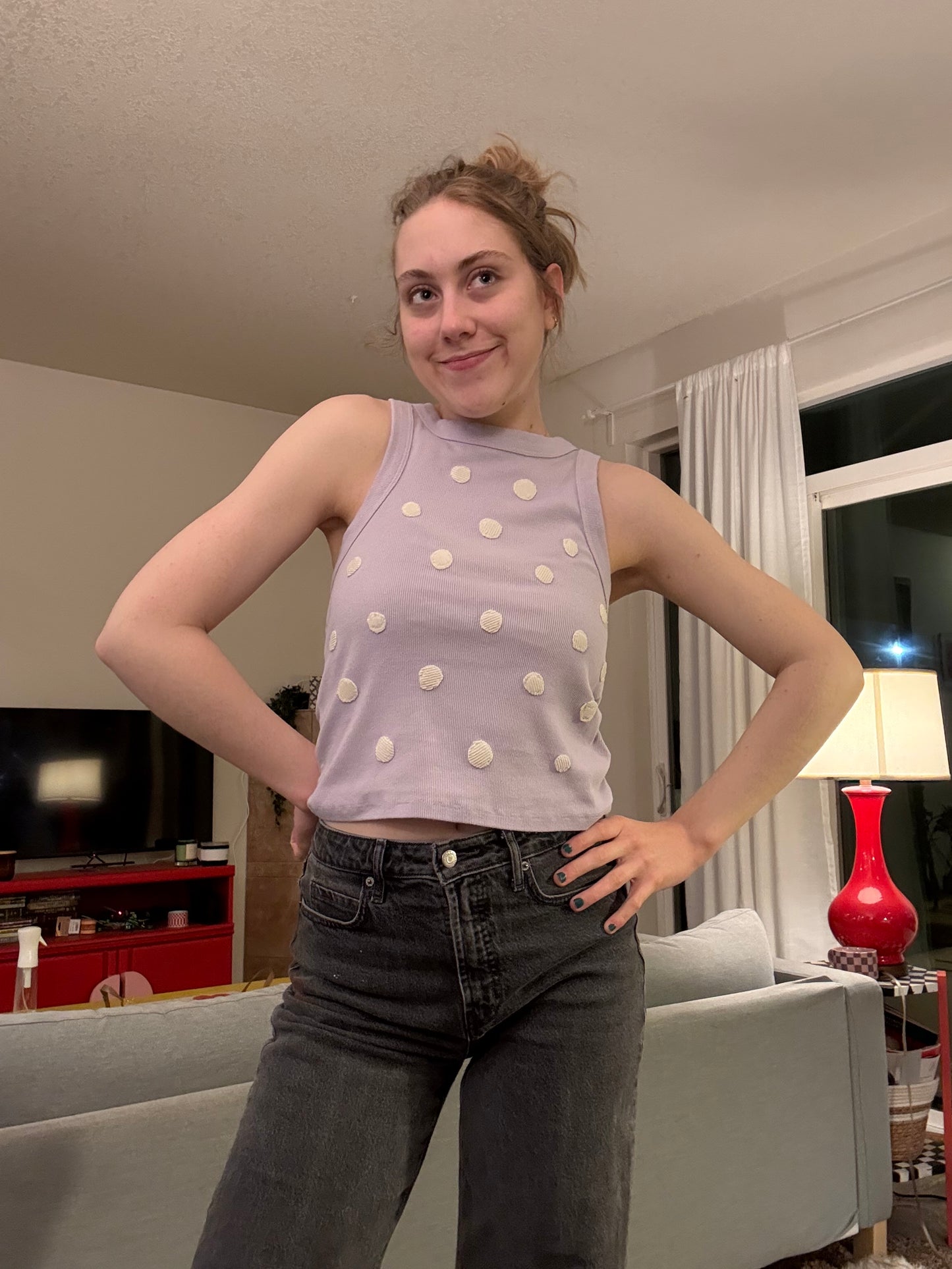 Polka dot purple tank (M/L)