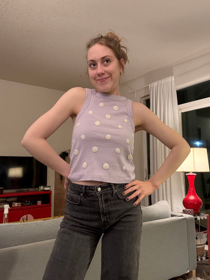 Polka dot purple tank (M/L)