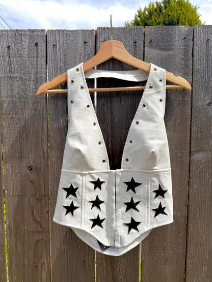 White leather halter (L)