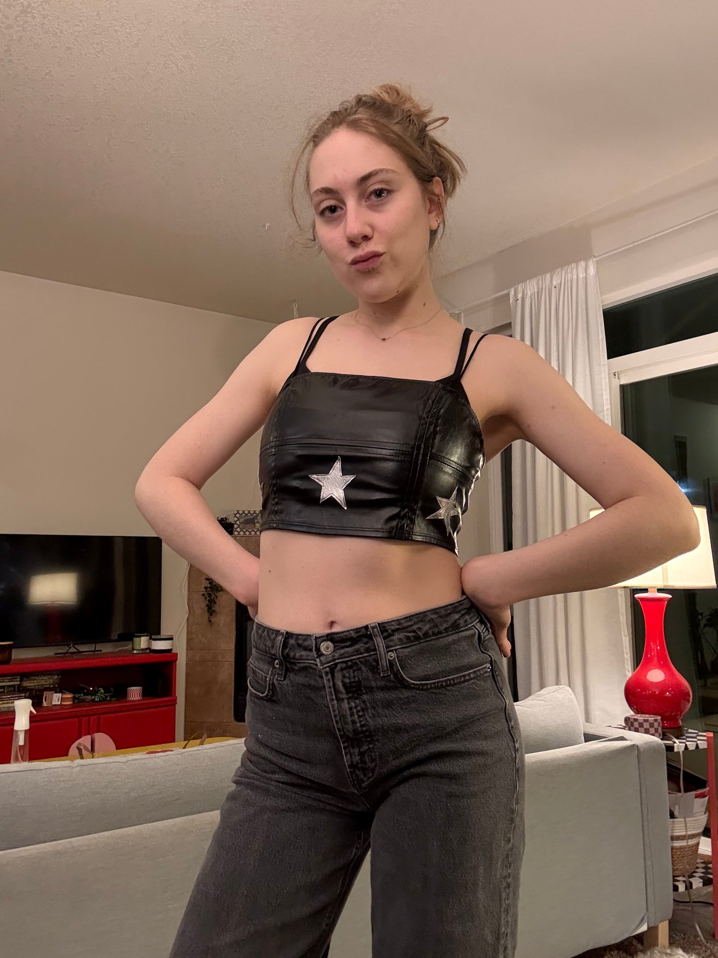 Leather silver star tank (S/M)