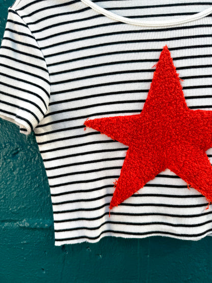 Striped Red Star T-Shirt (S)