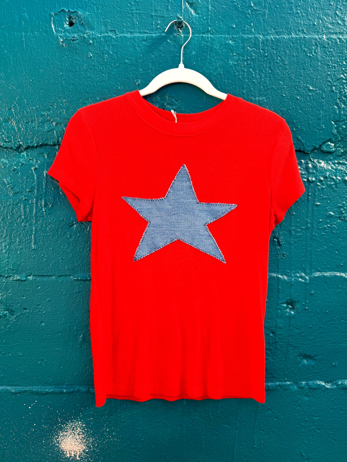 Red & Denim Star T-Shirt (M)