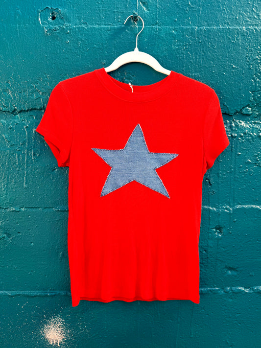 Red & Denim Star T-Shirt (M)