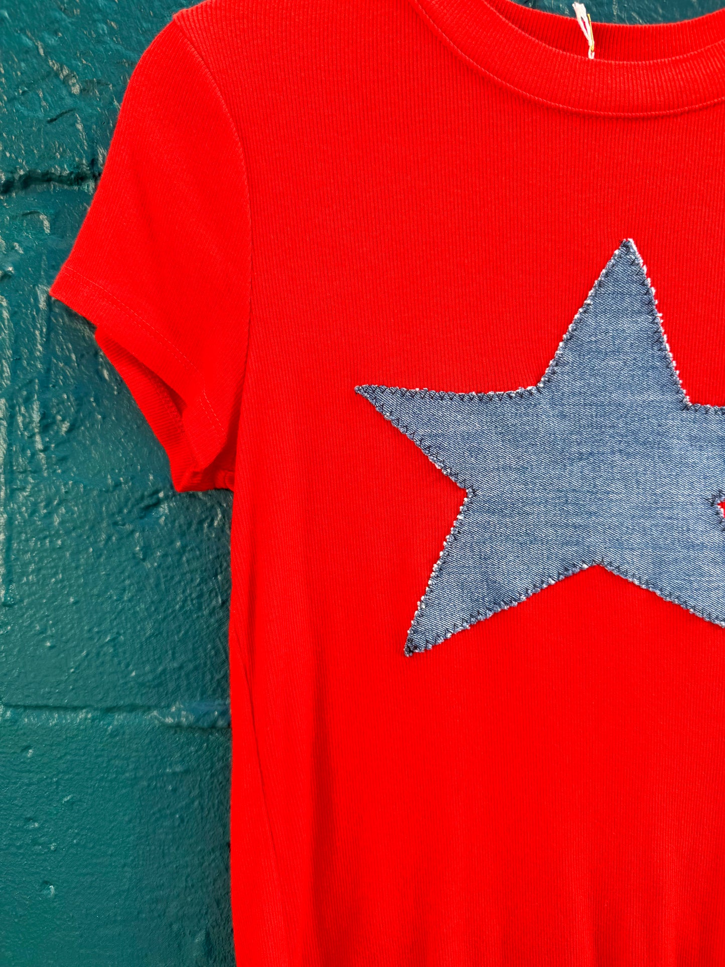 Red & Denim Star T-Shirt (M)