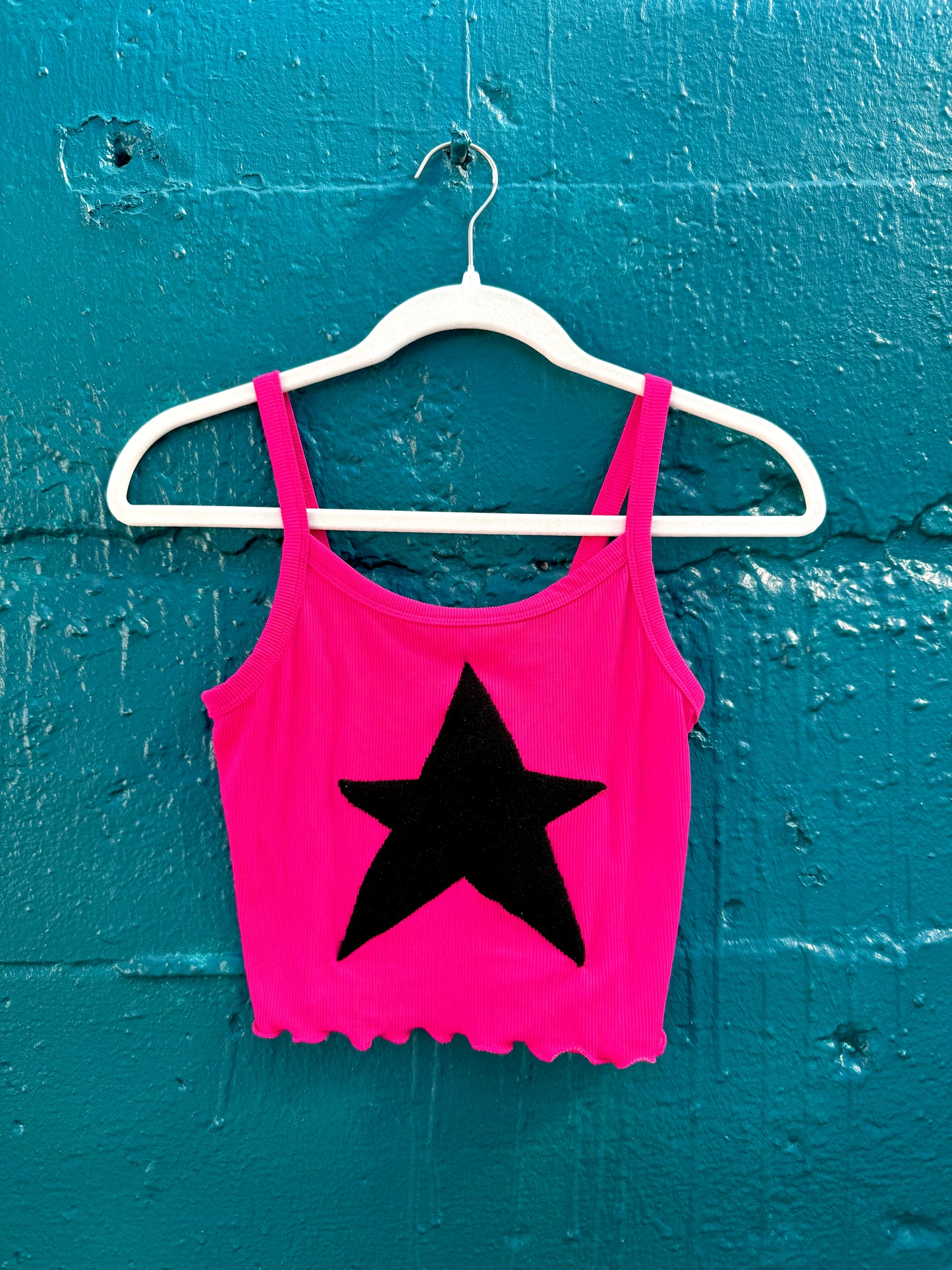 Pink & Fuzzy Black Star Tank (S/M)