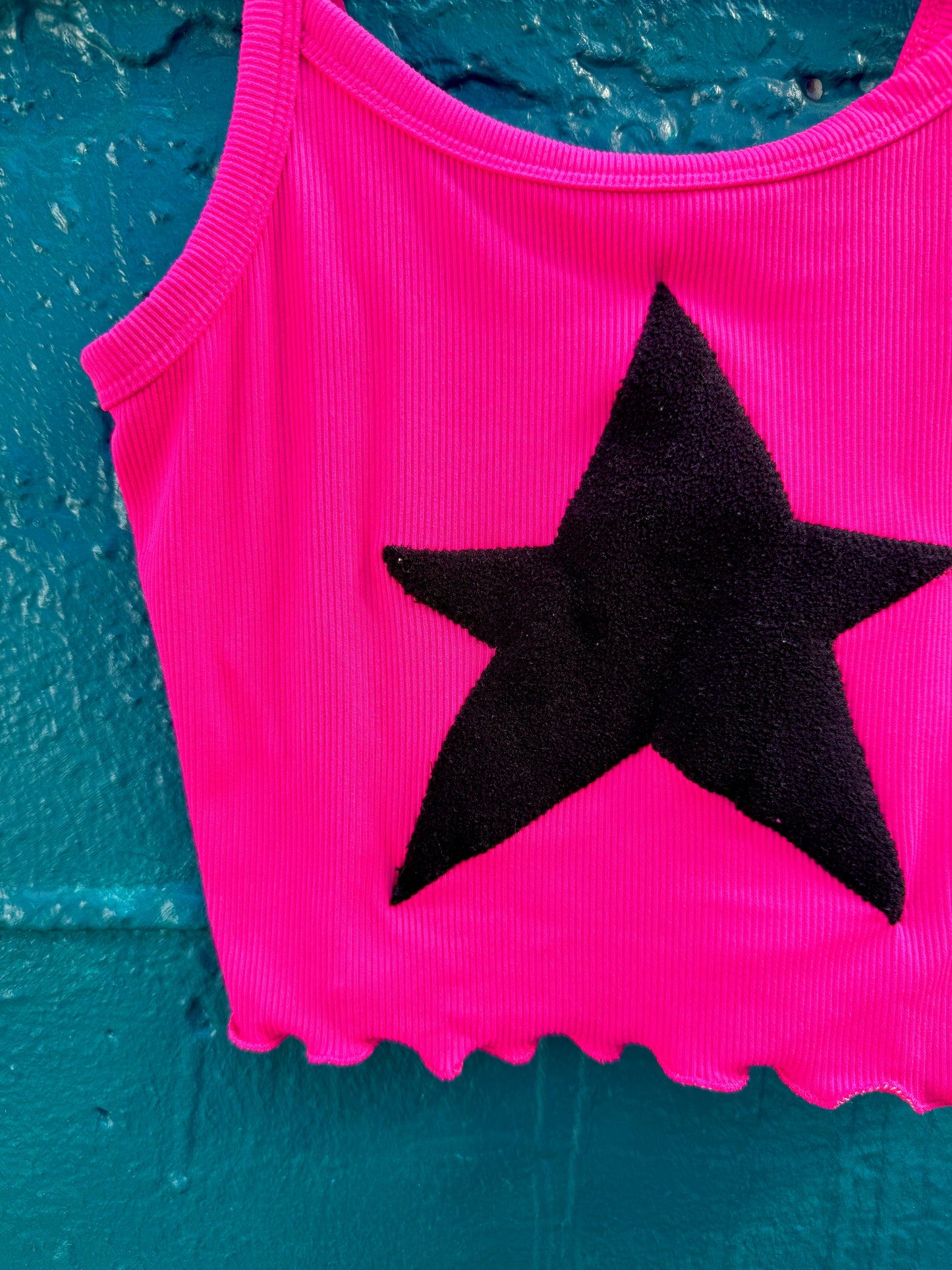 Pink & Fuzzy Black Star Tank (S/M)