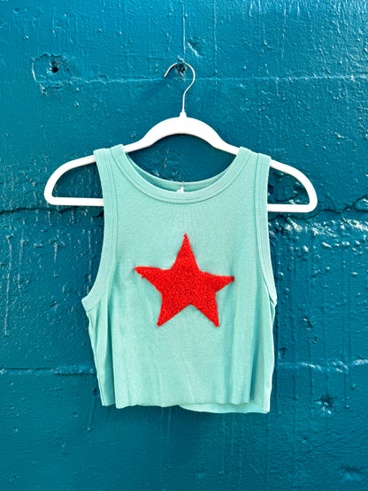 Mint & Fuzzy Orange Star Tank (L)