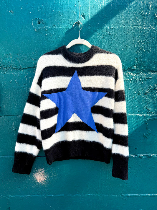 Striped Fuzzy Star Sweater (S/M)