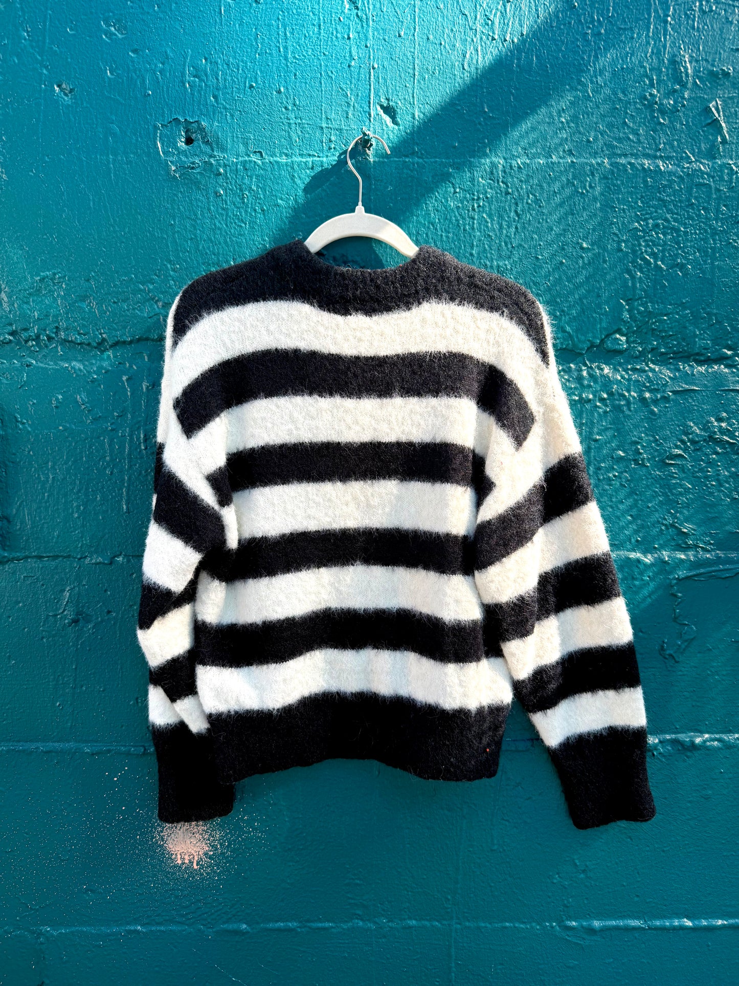 Striped Fuzzy Star Sweater (S/M)