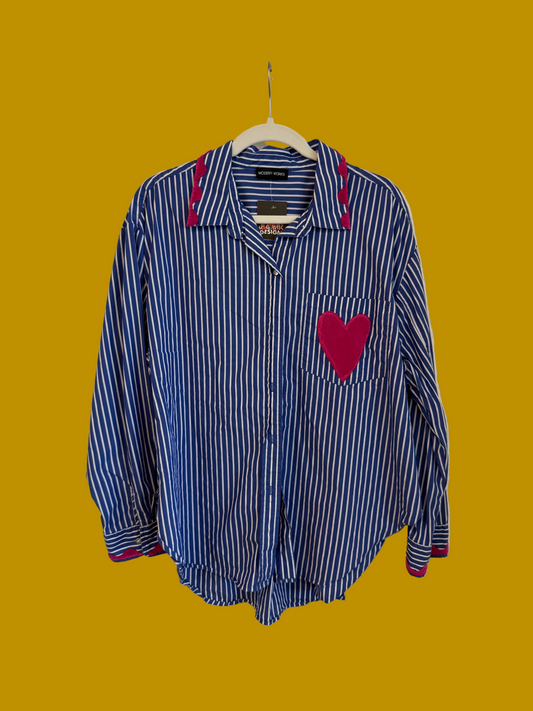 Striped Heart Button Up (XL/XXL)