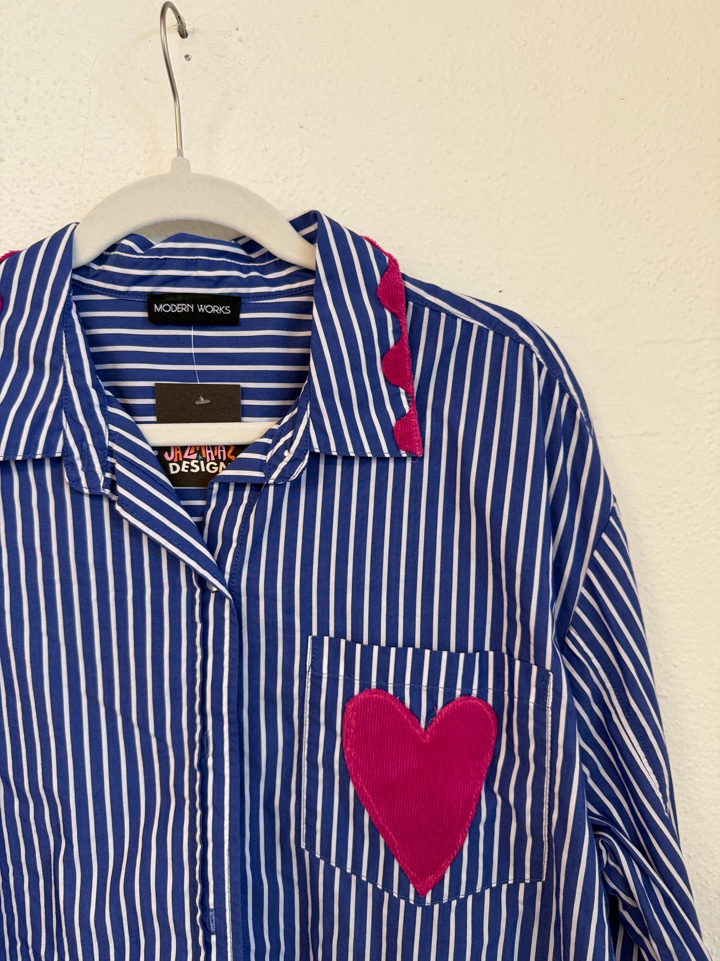 Striped Heart Button Up (XL/XXL)