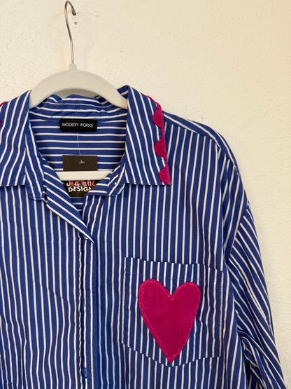 Striped Heart Button Up (XL/XXL)
