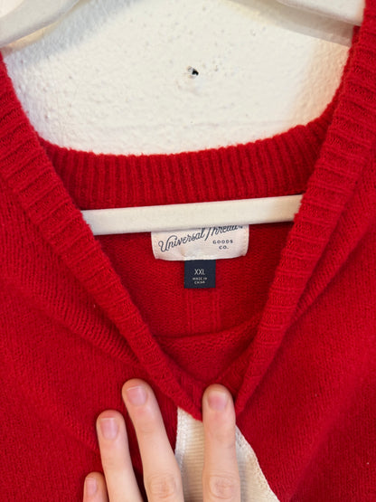 Red and White Corduroy Star Sweater (L/XL)