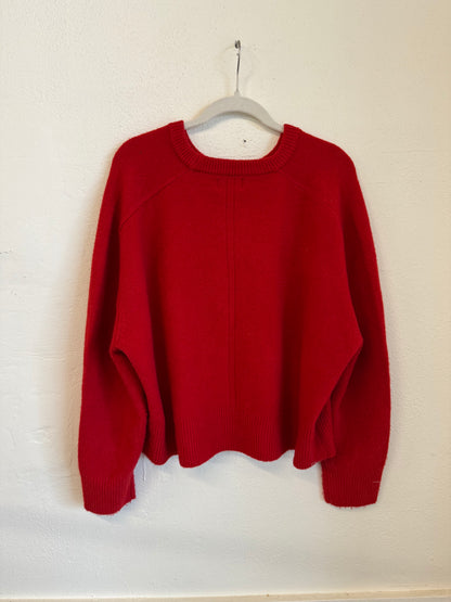 Red and White Corduroy Star Sweater (L/XL)