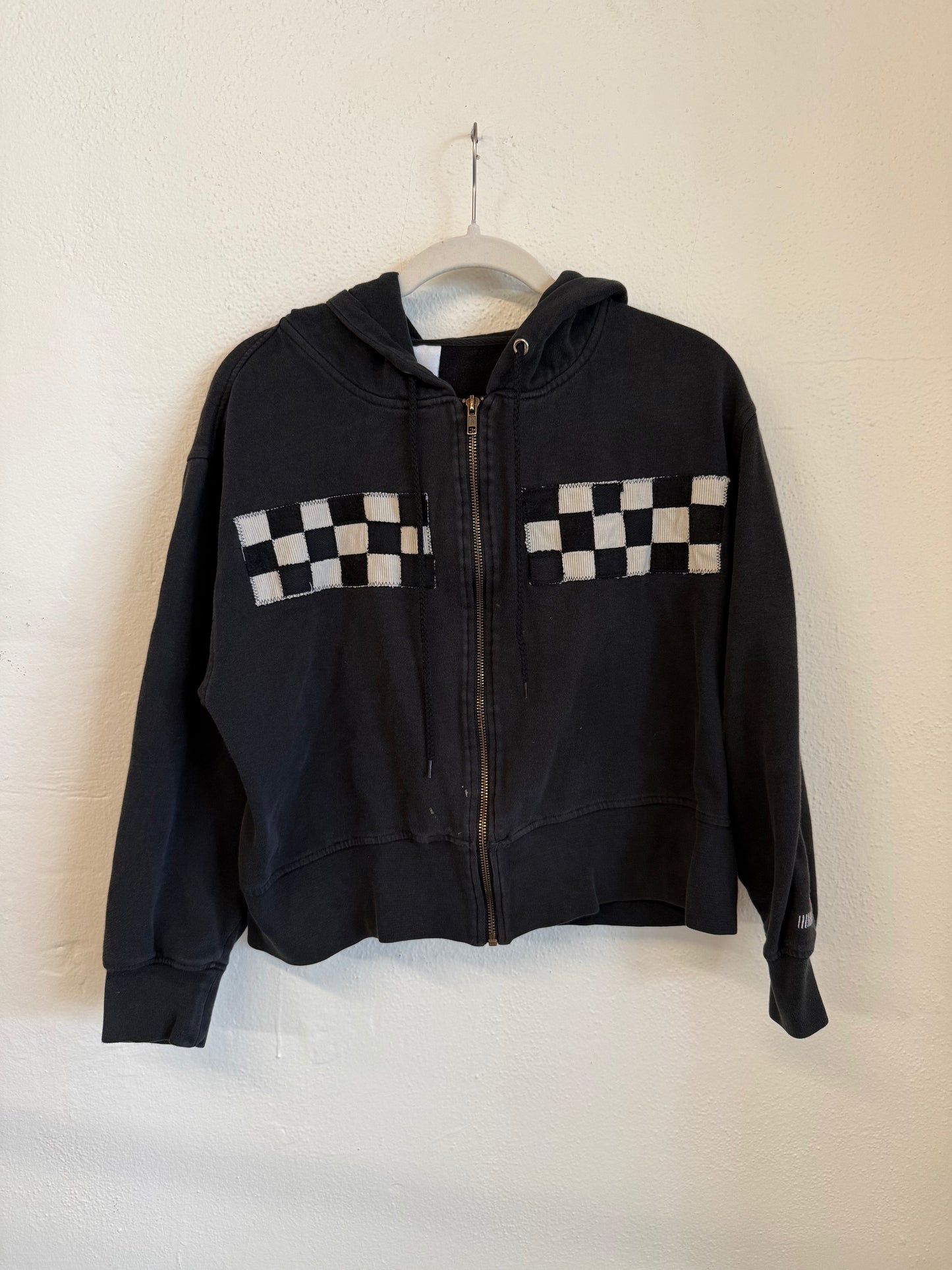 Black Checkered Hoodie (S/M)