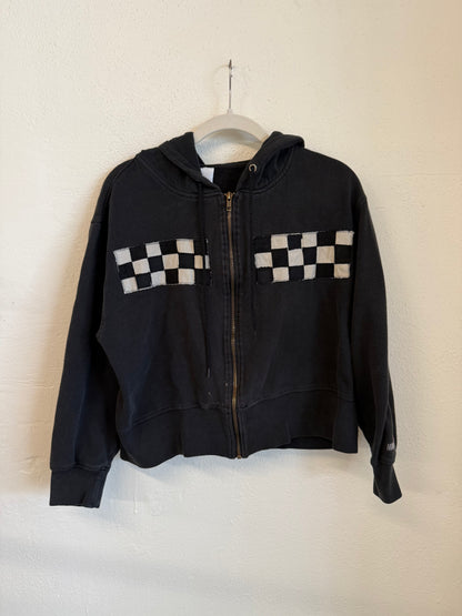 Black Checkered Hoodie (S/M)