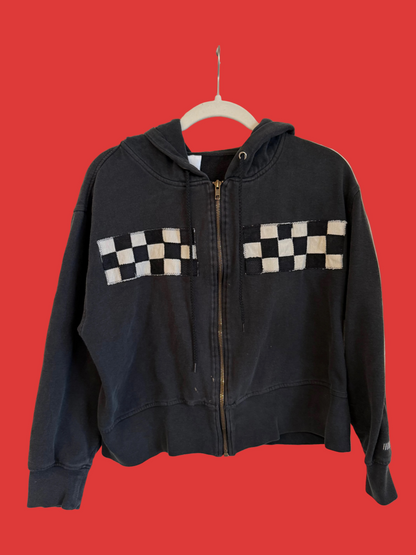 Black Checkered Hoodie (S/M)
