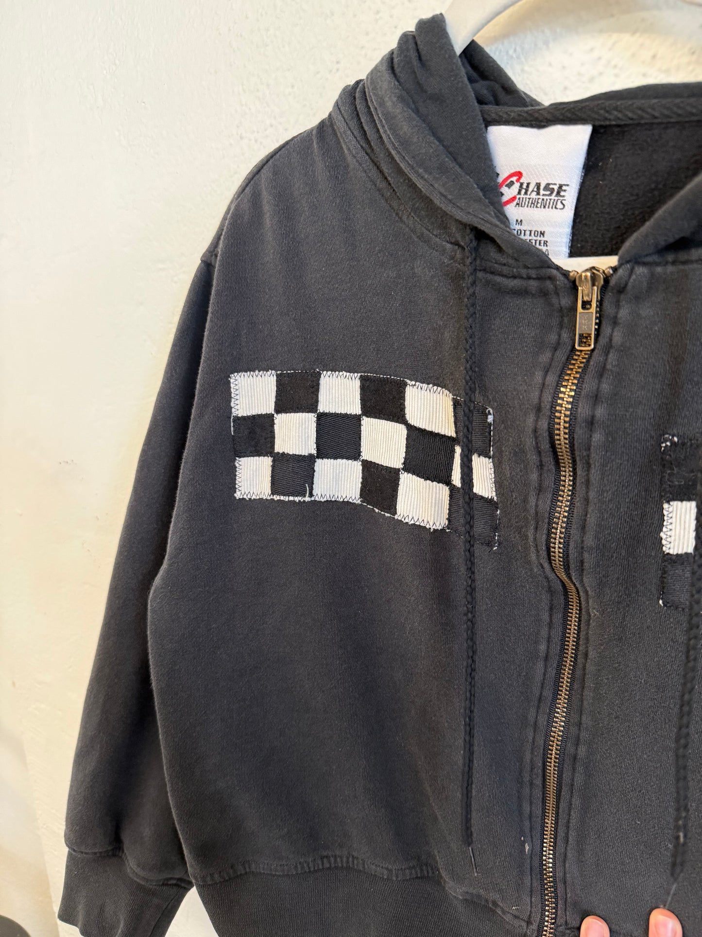 Black Checkered Hoodie (S/M)