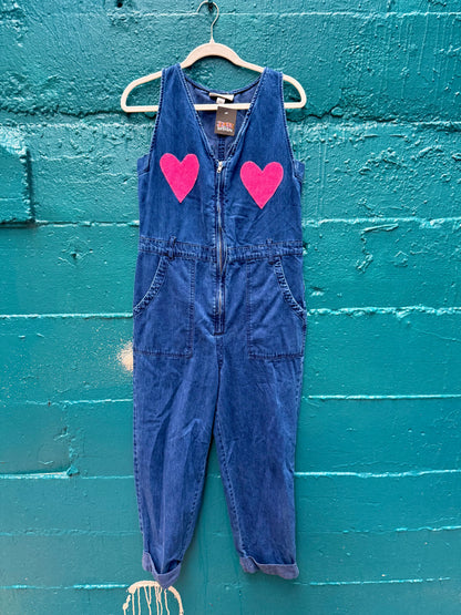 Heart boob denim jumpsuit (S/M)