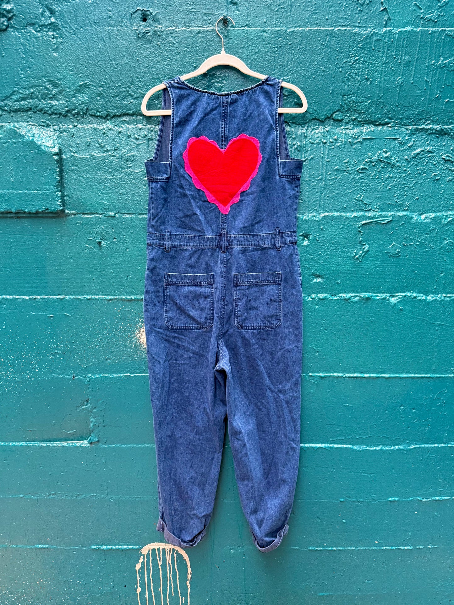 Heart boob denim jumpsuit (S/M)