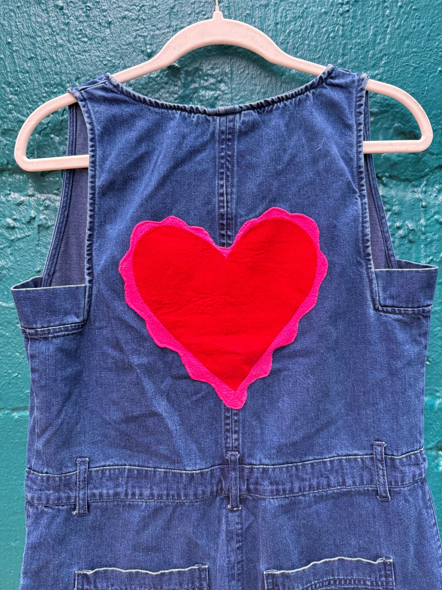 Heart boob denim jumpsuit (S/M)