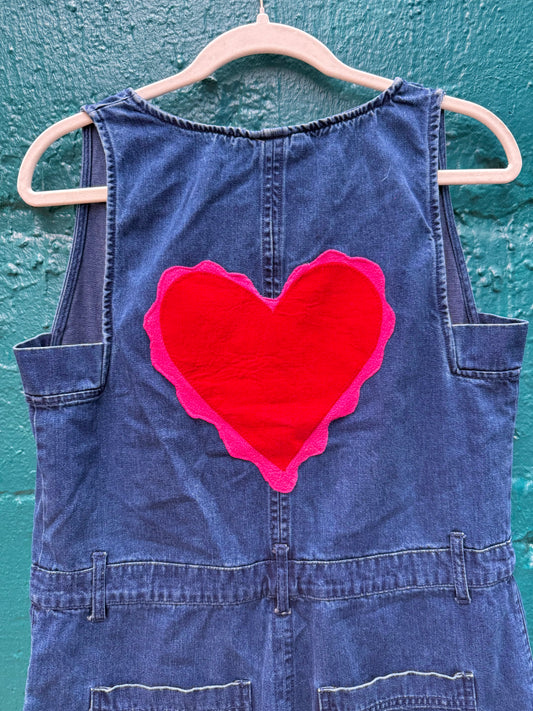 Heart boob denim jumpsuit (S/M)