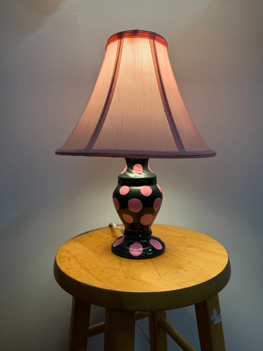 Green & Pink Polka Dot Lamp