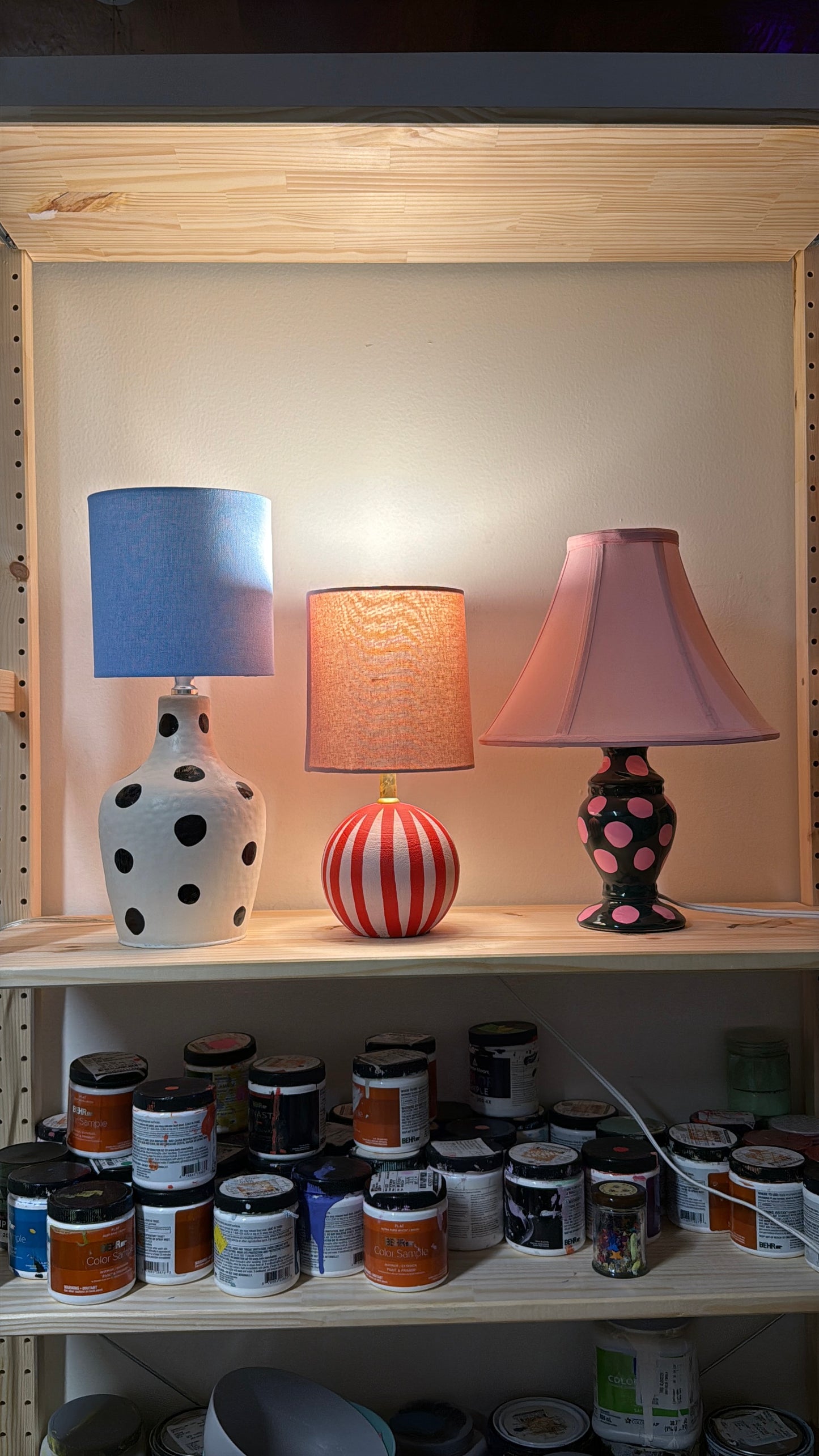 Polka dot and blue lamp