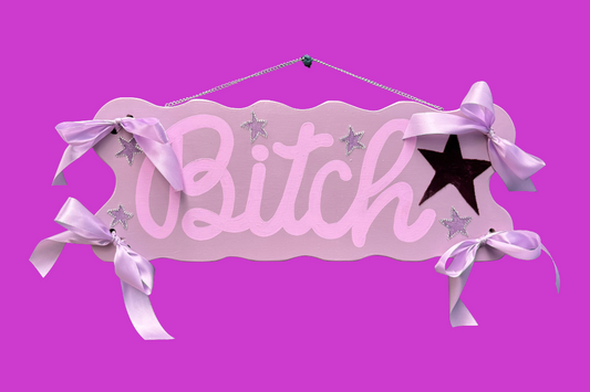 "Bitch" painted sign (24x8)