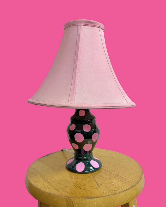 Green & Pink Polka Dot Lamp