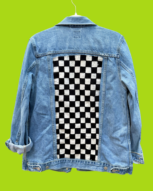 Checkered corduroy denim jacket (M/L)