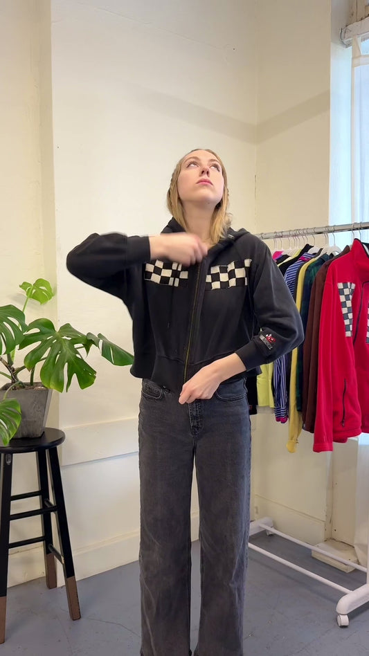 Black Checkered Hoodie (S/M)